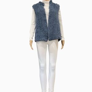 Neiman Marcus Blue Fun Fur Sweater Vest